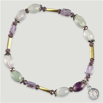 Pulsera FOREST Plata. Fluorita, Hematite y Cristal