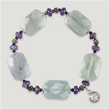 Pulsera FOREST Plata. Fluorita y Amatista