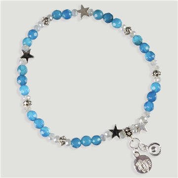 Pulsera BRISA Plata. Ágata Azul, Fluorita, Hematite y Cristal