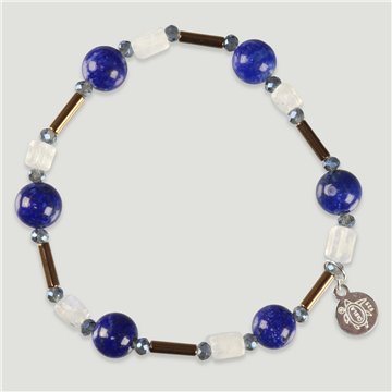 Pulsera BRISA Plata. Laspislázuli, Piedra luna, Hematites y Cristal