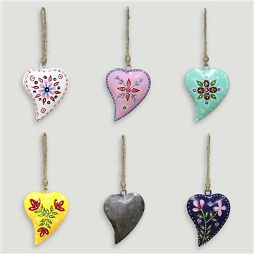 Sino metal. Coração. 11x15x26cm. Cores sortidas