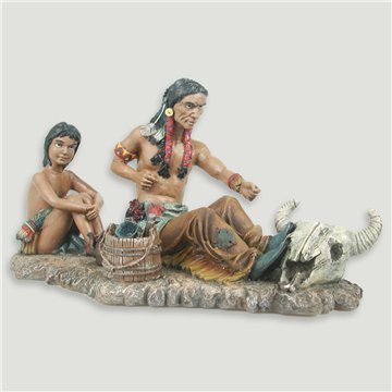 Indio Resina Padre e Hijo 18x35cm