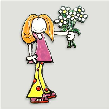 Resin panel. Girl with flowers