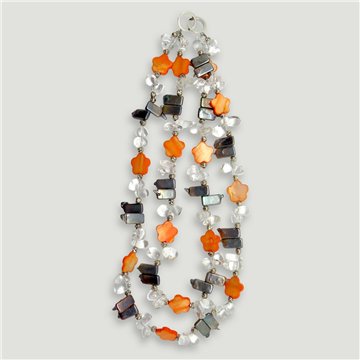 Glass/mother of pearl necklace with clasp. Various assorted minerals