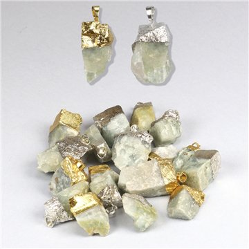 Colgante Electroplated. Plateado y dorado. 04. Amazonita