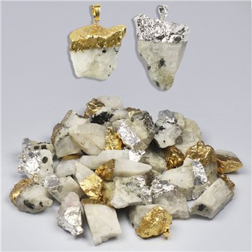 Colgante Electroplated. Plateado y dorado. 07. Piedra Luna