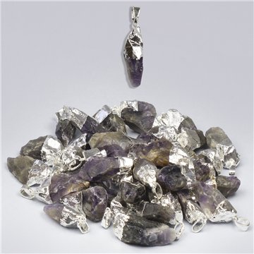 Colgante Electroplated. Plateado. 08. Amatista