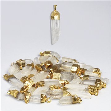 Colgante Electroplated. Dorado. 09. Cuarzo Cristal