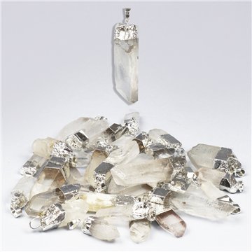 Colgante Electroplated. Plateado. 10. Cuarzo Cristal