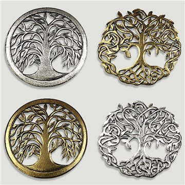 Árbol vida dorado o plateado para pared de madera 2 modelos 30cm