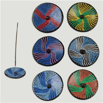 Porta-inciensos de  terracota Oval puntitos 10cm colores surtidos