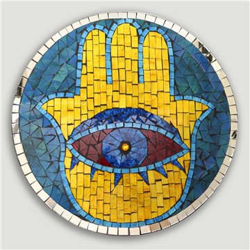 MANO FÁTIMA. Artesania mosacio redondo. 40cm