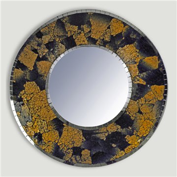 Espejo con cristalitos azul y dorado 60x60cm