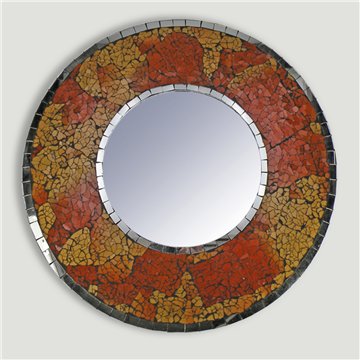 Espejo con cristalitos naranja y dorado 40cm