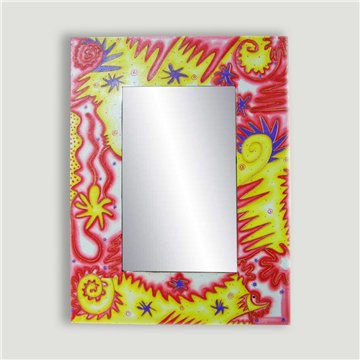 Espejo madera abstracto rosa 60x80cm