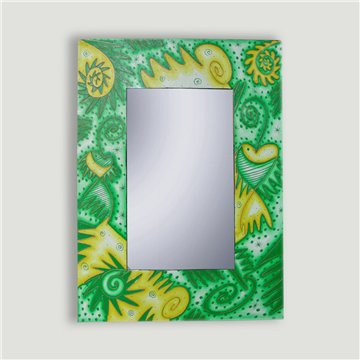 Espejo madera abstracto verde 60x80cm