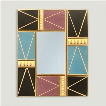 Espejo rectangular azul, purpura y amarillo. 50x60