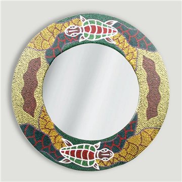 Espejo redondo aborigen tortuga 38cm