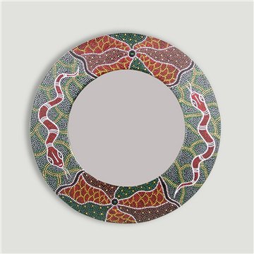 Espejo redondo aborigen serpiente2 38cm