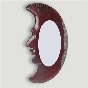 Espejo madera tallada luna dorado y plateado. 37x32cm