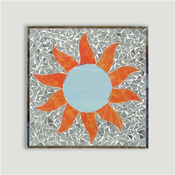 Espejo cuadrado sol naranja y gris 50x50cm