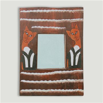 Espejo madera gato 40x30 cm