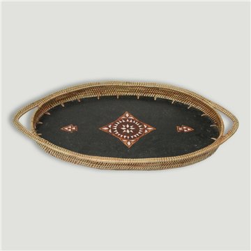 Bandeja con nacar y ratan