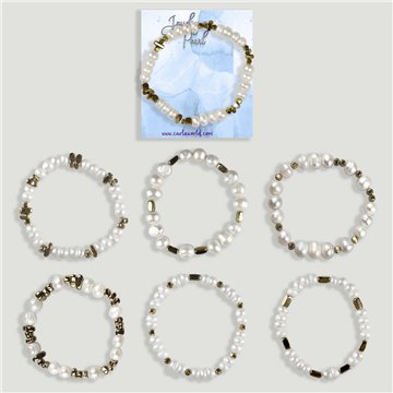 Pearl Bracelet with golden Hematite. Assorted