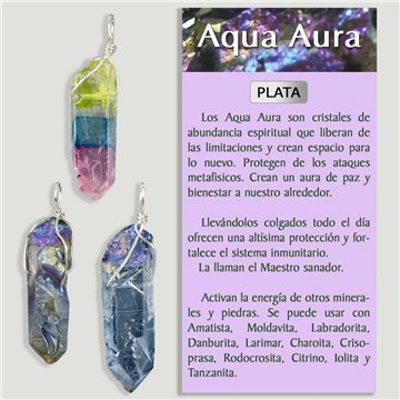 AQUA AURA CUARZO. Colgante en Plata con filigrana