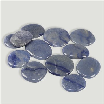 Polished flat tumbled stone. Blue Quartz. Approx. 3-4cm