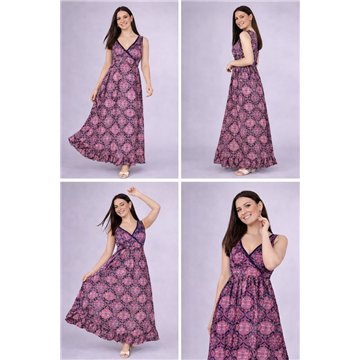 Vestido comprido de viscose. Estilo Kaia. Tamanhos S/M e M/L