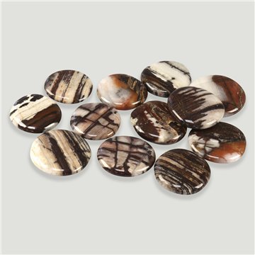 Rodado plano pulido. Jaspe Nguni. 3-4cm aprox.