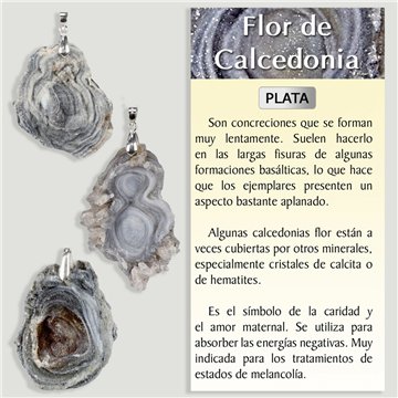 CALCEDONIA FLOR. Colgante Plata. 
