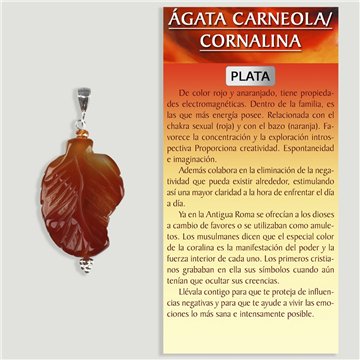 CORNALINA. Colgante Plata. Forma Hoja