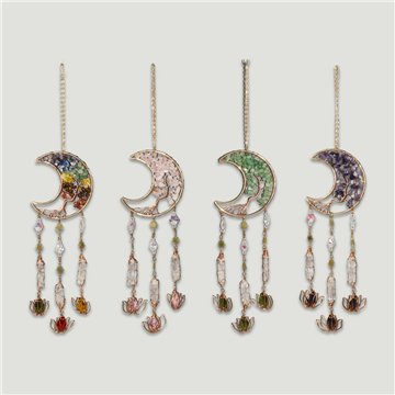 Metal moon mobile (tree) chip with lotus flower. 9x40cm