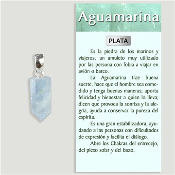 AGUAMARINA. Colgante Plata. Punta lisa