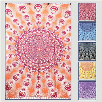 Pareo de rayon. 35. Penas de pavão. 110x165cm