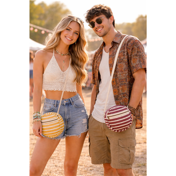 Sac rond en coton 23cm coloris assortis