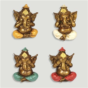 3/Ganesha res NE PAS ENTENDRE/VOIR/PARLER 19x9 cm couleur assortie