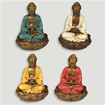 Bouddha res en fleur 11x15cm couleur assortie