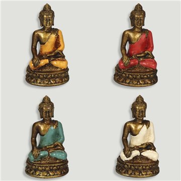 Bouddha res sur socle 6x10,5cm coloris assorti