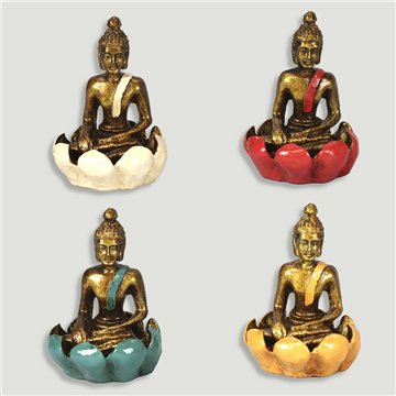 Bouddha res en fleur 6,5x9cm couleur assortie