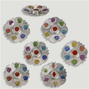 Suporte de incenso de alumínio placa Chakra 10cm. motivo variado