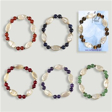 Pulsera. Duo. Perla y minerales surtidos