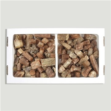 Aragonito Piña (tronco). Calidad B.  Caja 1kg aprox. 26x14cm.