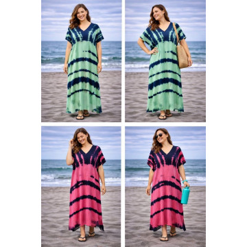 Vestido playa viscosa. Modelo rayado. Talla única