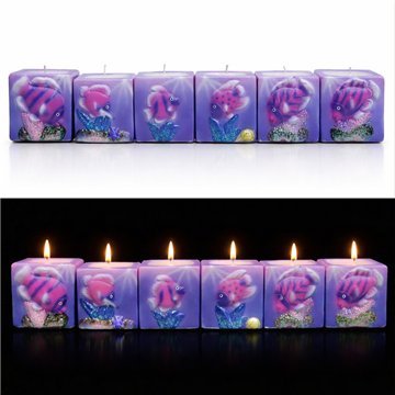 Pack of 6 candles. Marine motifs