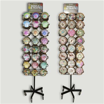 BOWLS & TRAYS. Double load. Display stand with 432 pieces