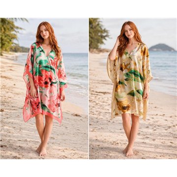 Poncho 100% Polyester, finition soyeuse. Col en V. Taille unique - 2 couleurs