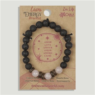 Pulsera lava poder. 02. Cuarzo Rosa. Amor